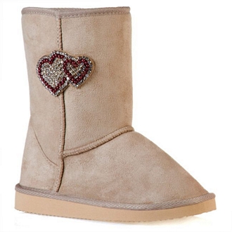 Women’short boots with 2 decorative strass hearts