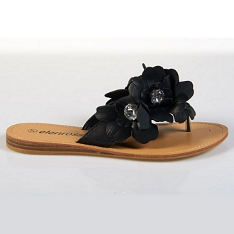 Elenross women’s slingback thong sandals with big decorative flowers and big strasses