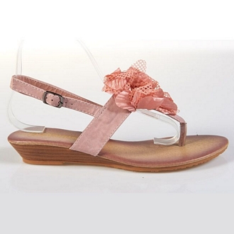 Women’s slingback thong sandals with soft synthetic sole and big flower decoration