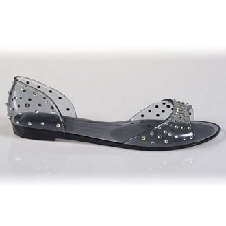 Women’s closed back, open-toe jelly sandals, decorated with strasses