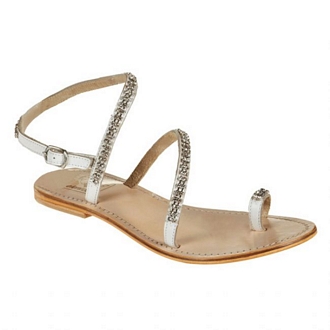 Leather sandals with strass