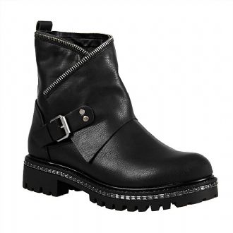 Women ankle boots with buckle and decorative zipper