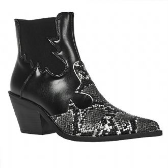Women Western ankle boots with snake print