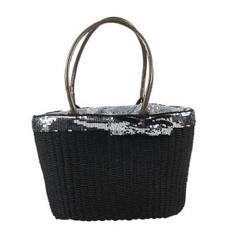 Τσάντα θαλάσσης με φιόγκο και glitter - Μαύρο - Mitsuko