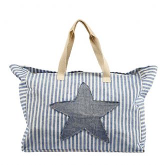 Τσάντα θαλάσσης με ρίγα και αστέρι - Μπλε - Mitsuko