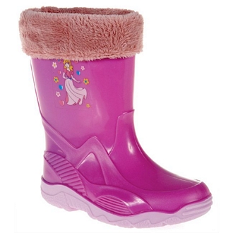 Toddlers rainboots with faux fur lining