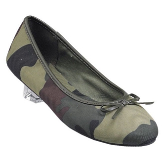 Ballerinas with military pattern and bow detail