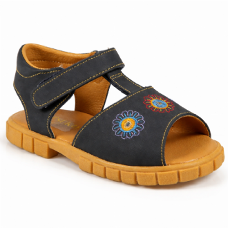 Girls’ synthetic sandals with nonskid sole and daisies detail - Mitsuko