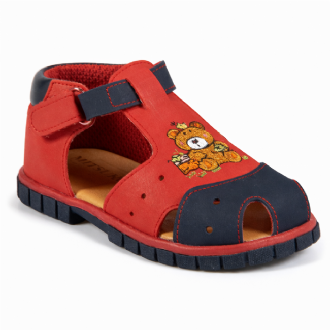 Kid’sclosed-toe synthetic sandals with nonskid sole and teddy bear detail - Mitsuko