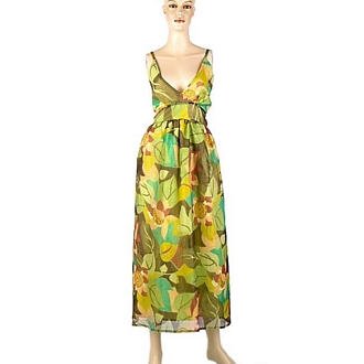 Φόρεμα από λεπτή βισκόζη, με διαφάνεια, όλο φοδραρισμένο, με ρυθμιζόμενες τιράντες και δύο σειρές λάστιχο χαμηλά στην πλάτη - Mitsuko