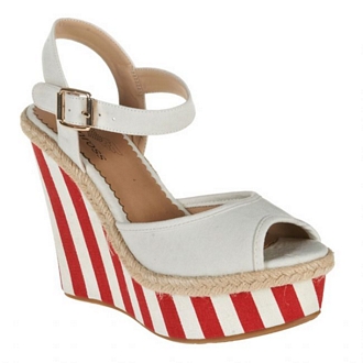 Platform wedges with red stripes