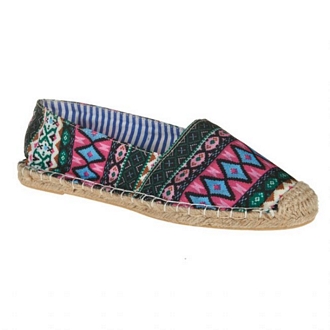 Women’s print espadrilles with lining, jute rope midsole and elastic sole