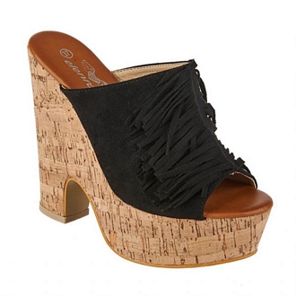 Women platform sandals with fringes