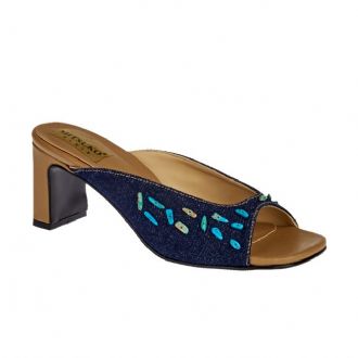 Vintage mules with jeam stripe - Mitsuko