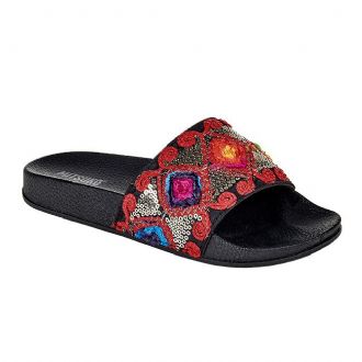 Women’s flip flops with ethnic pattern - Mitsuko