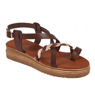 Δερμάτινο flatform σανδάλι χιαστί