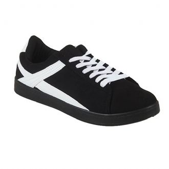 Ανδρικό sneaker με λευκές γραμμές - Μαύρο