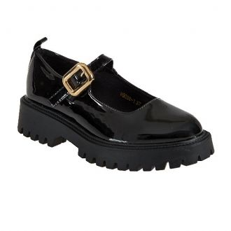 Γυναικείο μοκασίνι flatform με μπαρέτα - Μαύρο