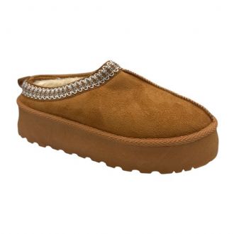 Παντόφλα μποτάκι flatform - Κάμελ - Mitsuko