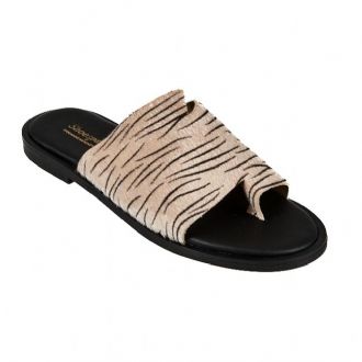 Σανδάλι flat με φάσα animal print - Μπεζ