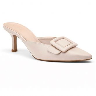 Γόβα mule με μεγάλη αγκράφα - Μπεζ
