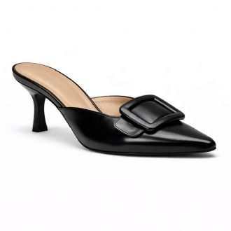 Γόβα mule με μεγάλη αγκράφα - Μαύρο