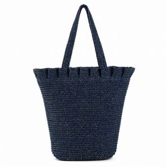 Τσάντα θαλάσσης ψάθα μονόχρωμη - Μπλε - Mitsuko